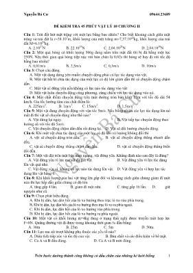 Đề kiểm tra 45 phút vật lý 10 chương II